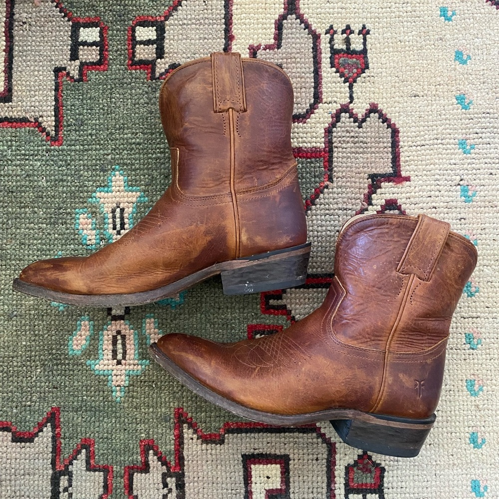Frye Leather Short Western Cowboy Boots
